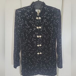 JBS Ltd Black Velvet Jacket/Blazer Silver Metallic Womens Evening Formal SZ 6